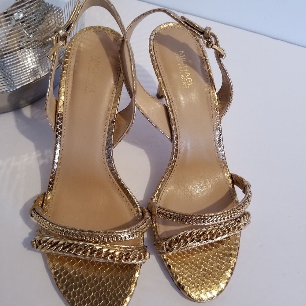 MICHAEL KORS strappy gold heeled sandals